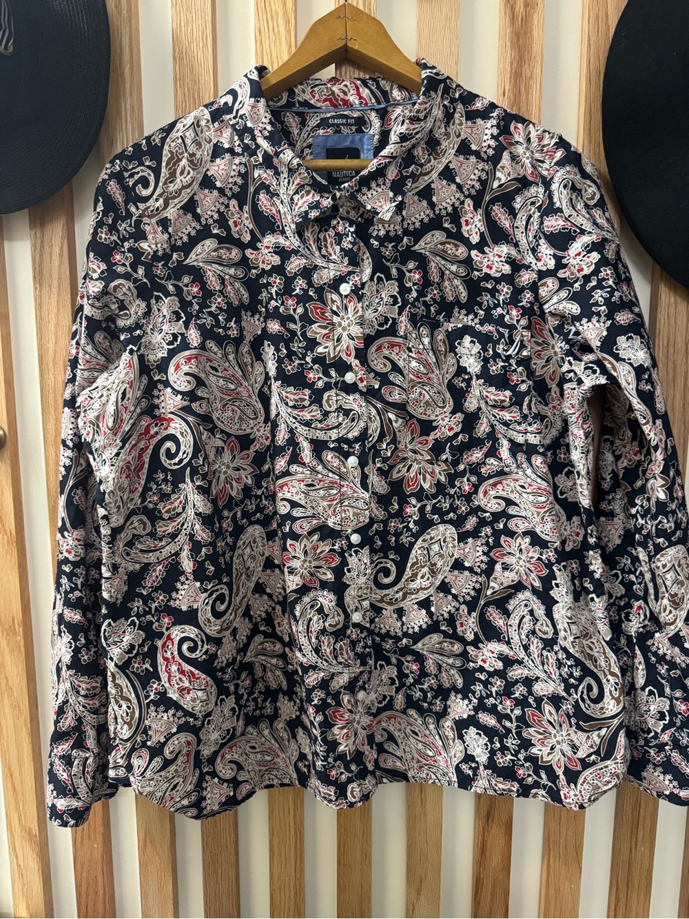 Nautica Women's Navy Paisley Button-Down shirt